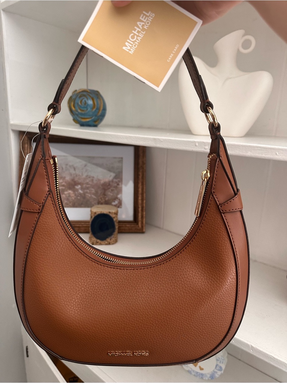 Michael Kors Brown Preston Leather Crescent Hobo